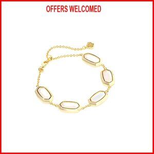 Gold Plated Brass Delicate Chain Bracelet with Bezel Stones